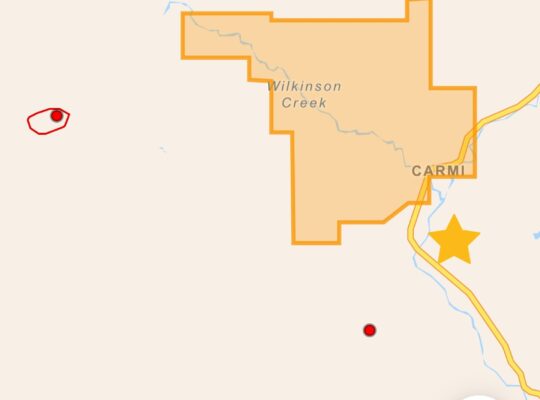 The Regional District of Kootenay Boundary has issued an evacuation alert for the Carmi area due to a BC Wildfire.